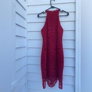 Charlotte Russe Red Crochet Midi Dress